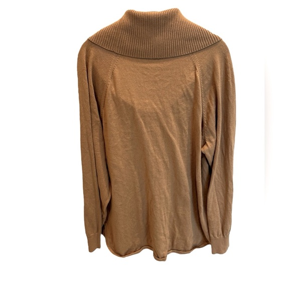 Michael Kors Cowl Neck Waffle Knit Brown Minimalist Textured Sweater Size Large - Picture 2 of 3